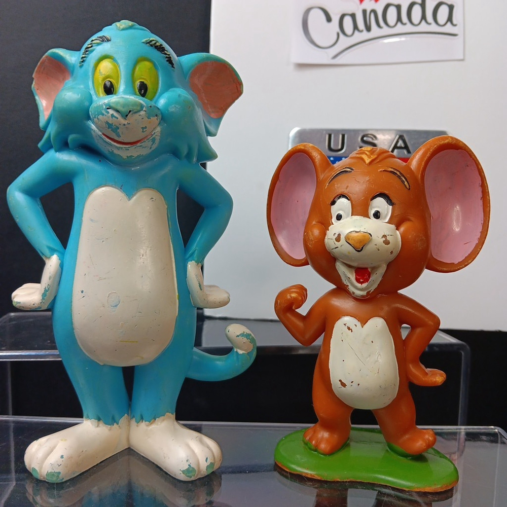 Tom and Jerry Figures Vintage 1973 Marx Figurines Desk Decor Toys